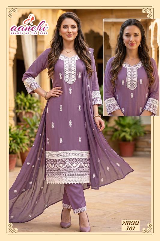 Aanchi nikki 3pcs wholesale ladies kurti shop in siliguri